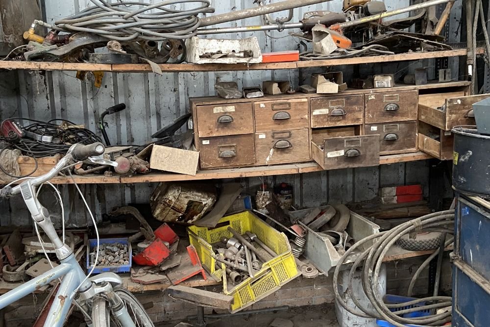 An organized space displaying various tools and items, illustrating a specialized junk removal service based in Aurora, CO.